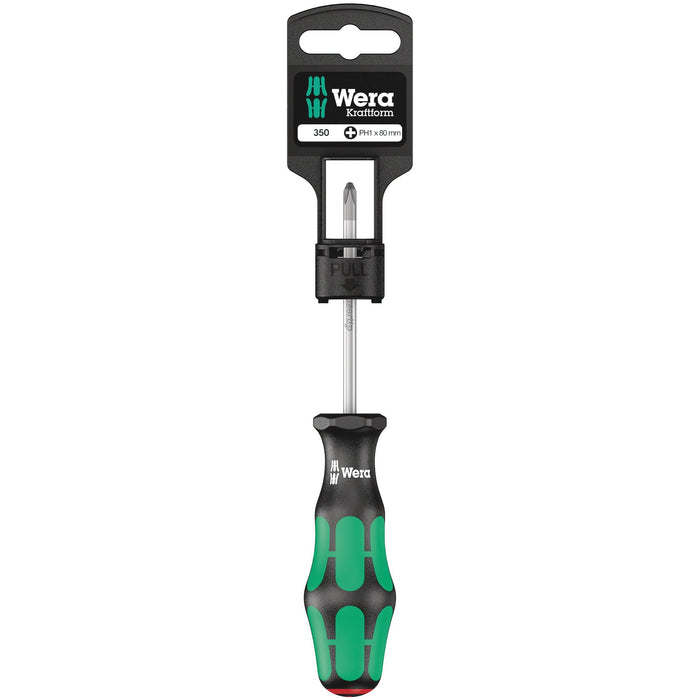 Wera 350 PH SB Screwdriver for Phillips screws, PH 1 x 80 mm