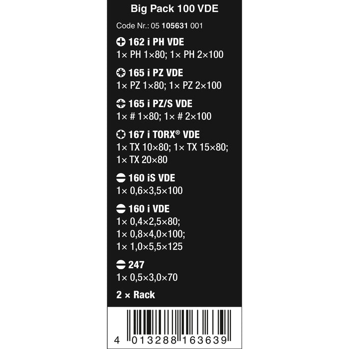 Wera Kraftform Big Pack 100 VDE, 14 pieces