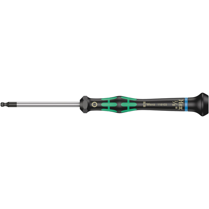 Wera 2052 Ball end hexagon screwdriver for electronic applications, 1/8" x 60 mm