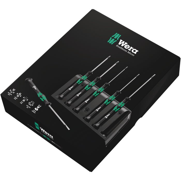 Wera 2035/6 A Screwdriver set and rack for electronic applications, 6 pieces