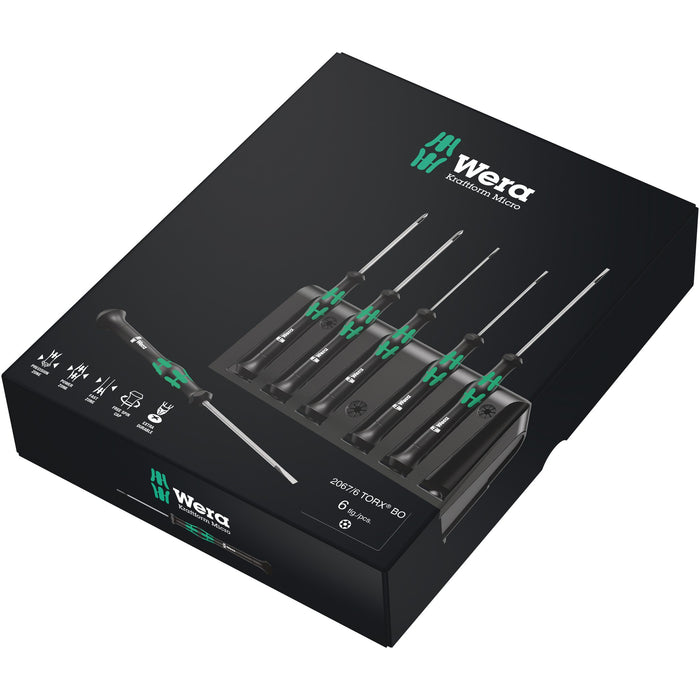 Wera 2067/6 TORX® BO Screwdriver set and rack for electronic applications, 6 pieces