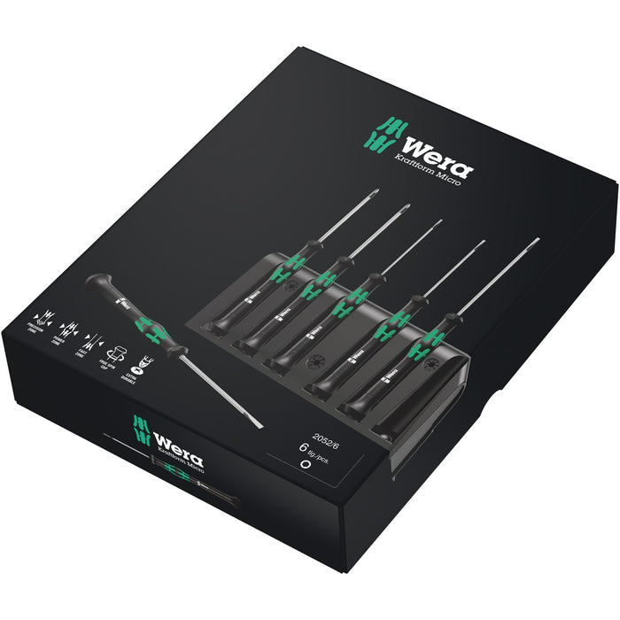 Wera 2052/6 Hexagon screwdriver set and rack for electronic applications, 6 pieces