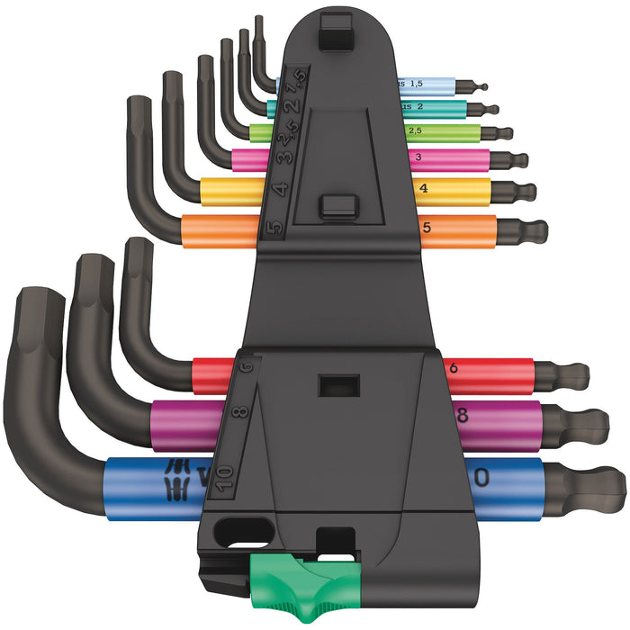 Wera 950/9 Hex-Plus Multicolour 2 L-key set, metric, BlackLaser, 9 pieces