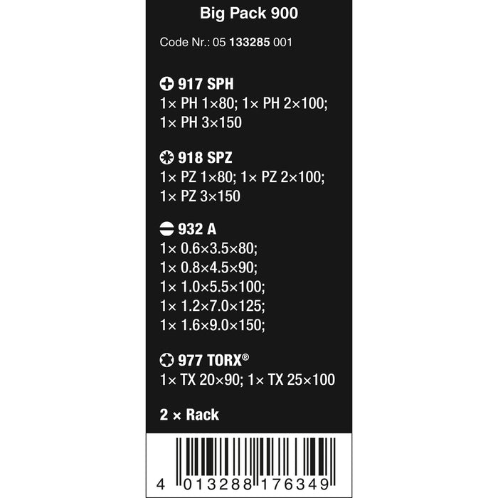 Wera Big Pack 900 Screwdriver set Kraftform Wera: Chiseldriver and rack, 13 pieces