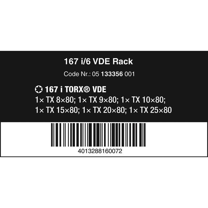 Wera 167 i/6 Screwdriver set Kraftform Plus Series 100, 6 pieces