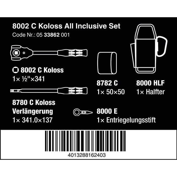 Wera 8002 C Koloss All Inclusive Set with 1/2" drive, 5 pieces