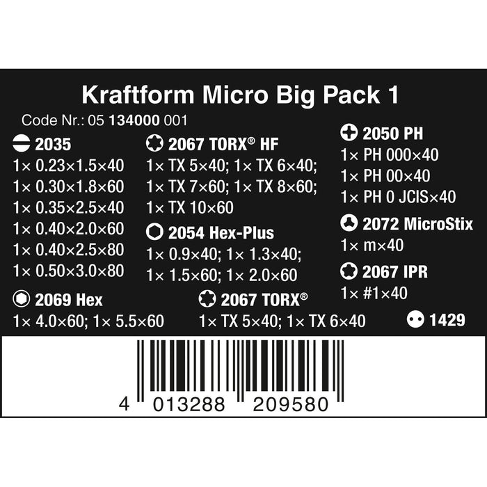 Wera Kraftform Micro Big Pack 1 screwdriver set for electronic applications, 25 pieces