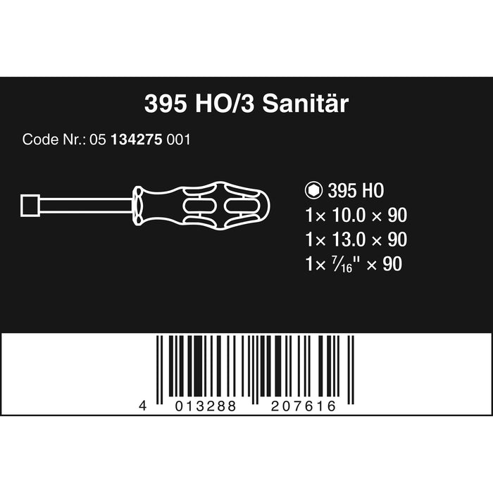 Wera 395 HO/3 Sanitary Nutdriver set, 3 pieces