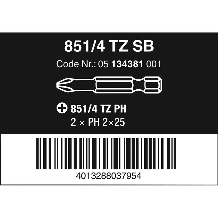Wera 851/4 TZ SB bits, PH 2 x 50 mm, 2 pieces