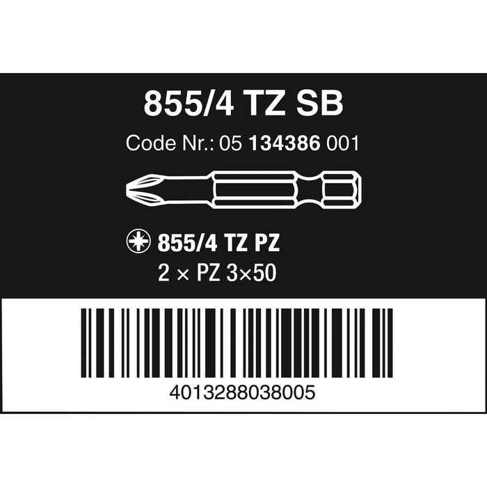 Wera 855/4 TZ SB bits, PZ 3 x 50 mm, 2 pieces