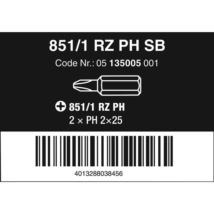Wera 851/1 RZ SB bits, PH 2 x 25 mm, 2 pieces
