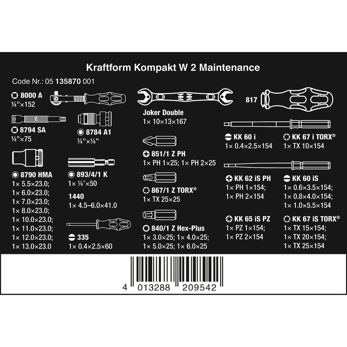 Wera Kraftform Kompakt W 2 Maintenance, 35 pieces