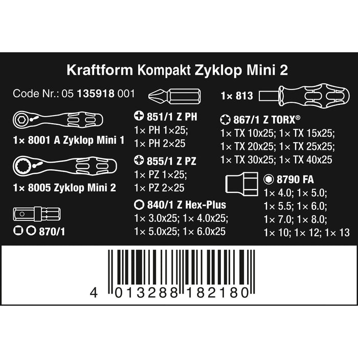 Wera Kraftform Kompakt Zyklop Mini 2, 27 pieces