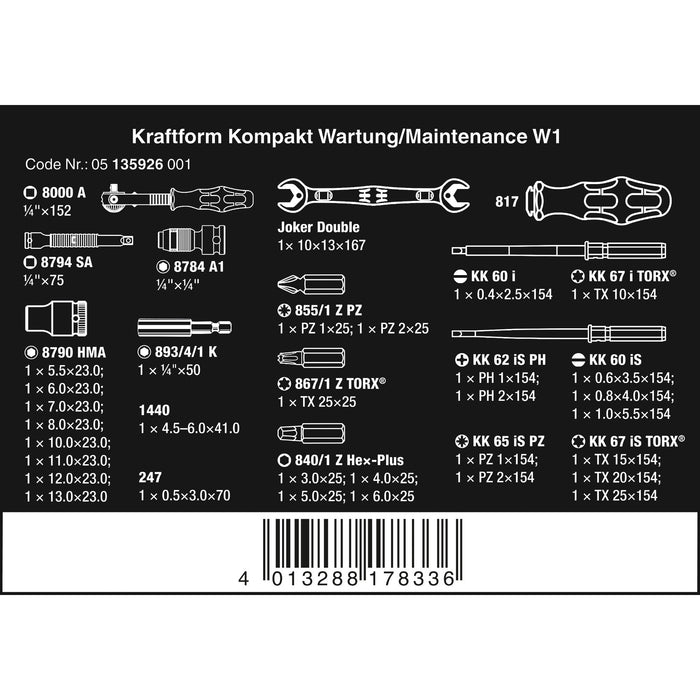 Wera Kraftform Kompakt W 1 Maintenance, 35 pieces