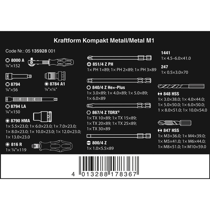 Wera Kraftform Kompakt M 1 Metal, 39 pieces