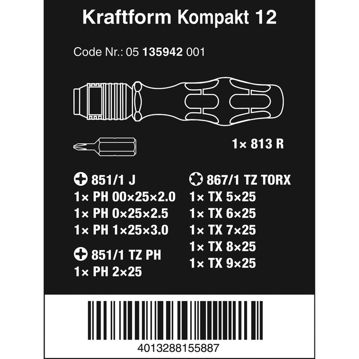 Wera Kraftform Kompakt 12, 10 pieces