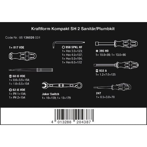 Wera Kraftform Kompakt SH 2 PlumbKit, 15 pieces