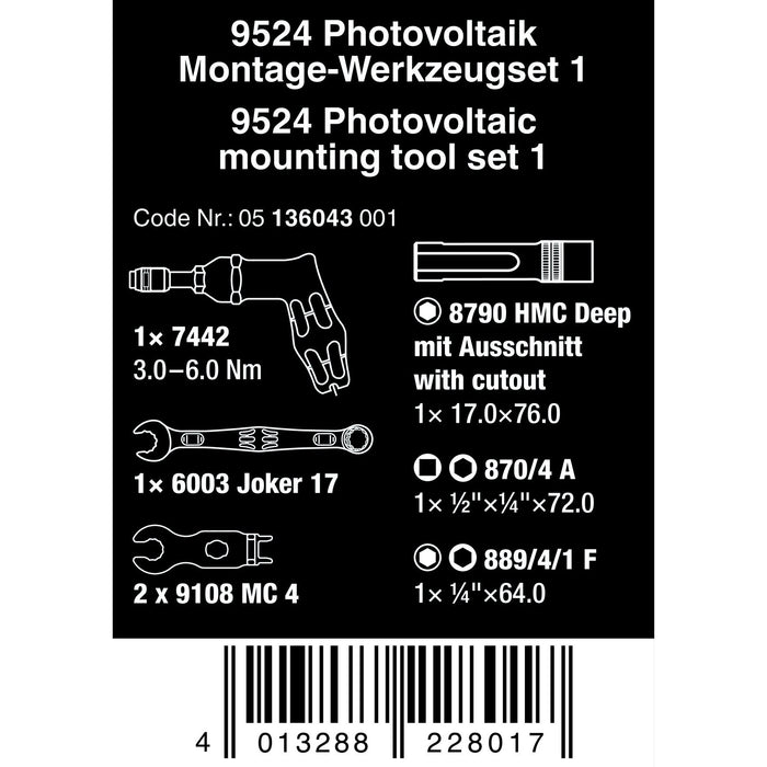 Wera 9524 Photovoltaic mounting tool set 1, 7 pieces