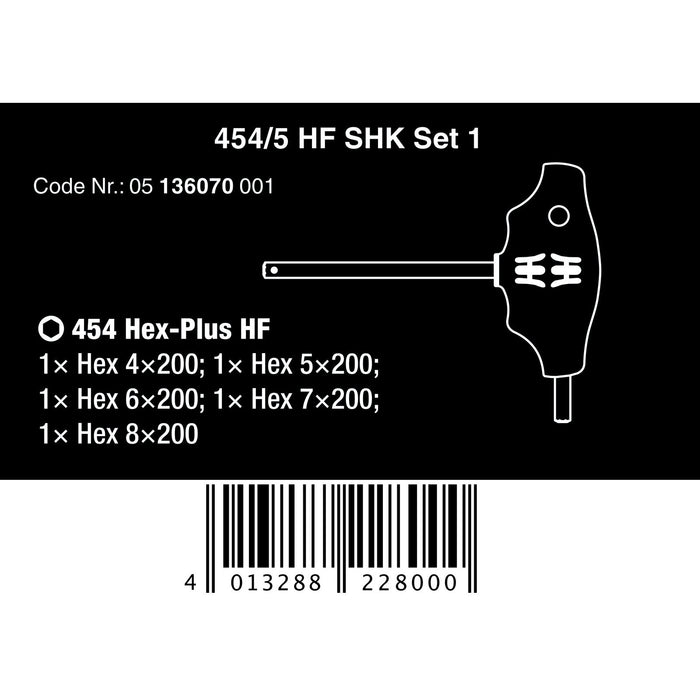 Wera 454/5 HF SHK Set 1 Screwdriver set T-handle screwdriver Hex-Plus with holding