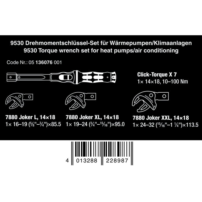 Wera 9530 Torque wrench set for heat pumps/air conditioning, 4 pieces