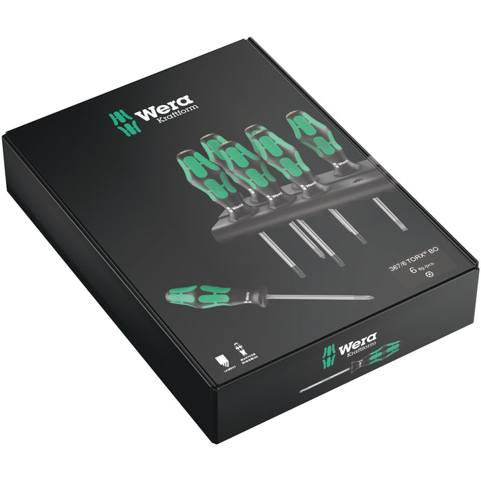 Wera 367/6 TORX® BO Kraftform Screwdriver set and rack, 6 pieces