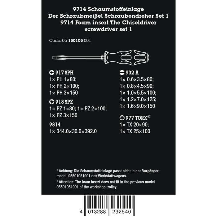 Wera 9714 Foam insert The Chiseldriver screwdriver set 1, 13 pieces