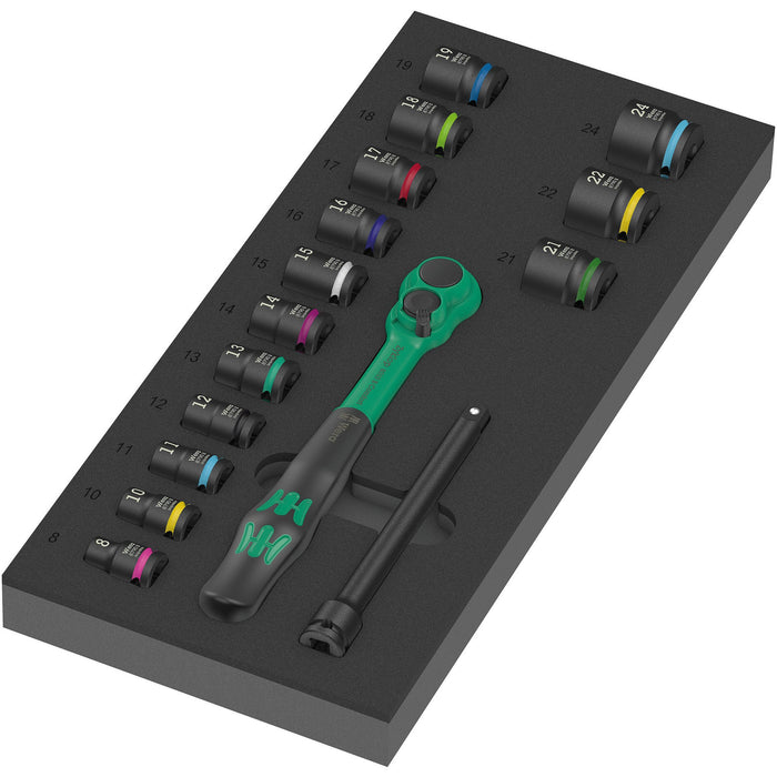 Wera 9724 Foam insert 8010 B Zyklop Comfort ratchet set 1, 3/8", 16 pieces