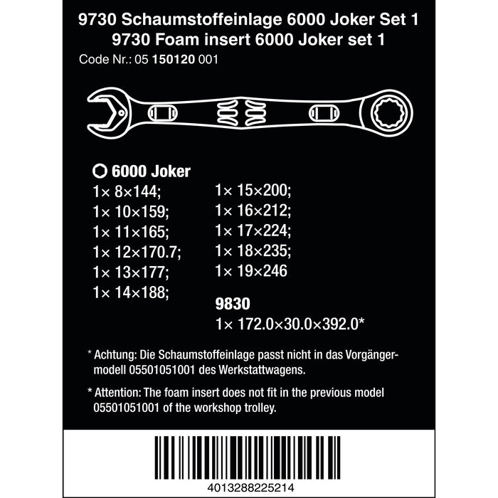 Wera 9730 Foam insert 6000 Joker set 1, 11 pieces