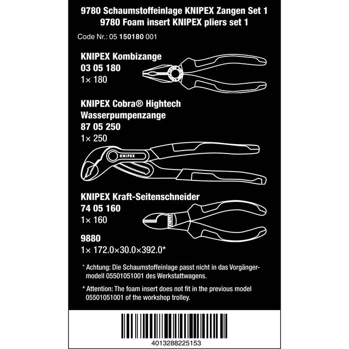 Wera 9780 Foam insert KNIPEX pliers set 1, 3 pieces
