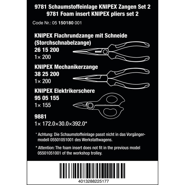 Wera 9781 Foam insert KNIPEX pliers set 2, 3 pieces