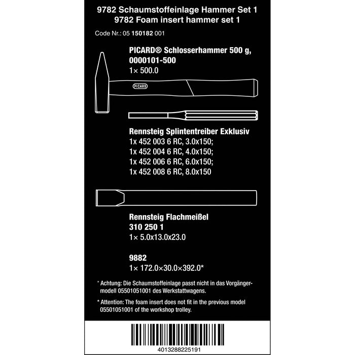 Wera 9782 Foam insert hammer set 1, 6 pieces