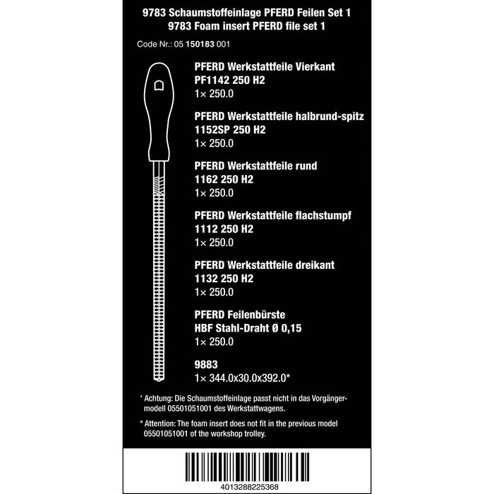 Wera 9783 Foam insert PFERD file set 1, 6 pieces