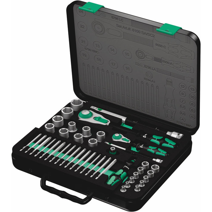 Wera 8100 SA/SC 2 Zyklop Speed Ratchet Set, 1/4" drive and 1/2" drive, metric, 43