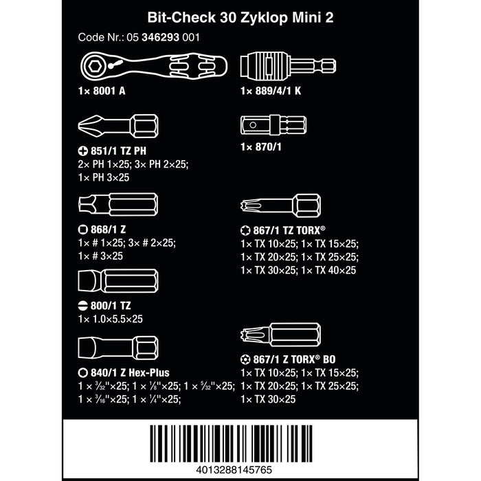 Wera Bit-Check 30 Zyklop Mini 2, 31 pieces