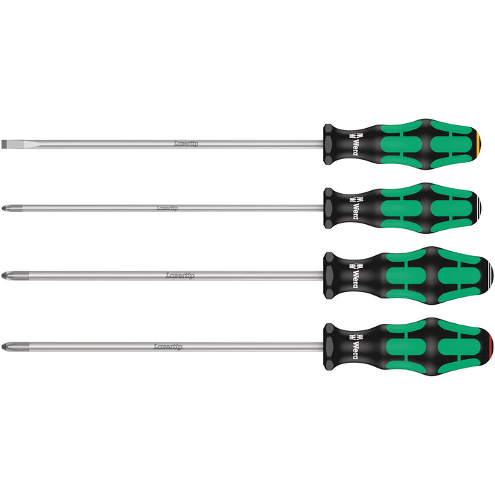 Wera 335/350/355/4 Screwdriver set Kraftform Plus Lasertip 200 mm-long blades, 4