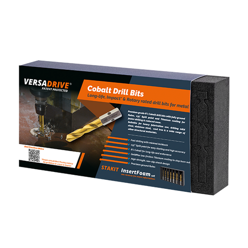 HMT VersaDrive Cobalt Drill InsertFoam Set: 12, 13, 14, 16, 18, 20, 22mm - Hurstbourne Forge Welding Supplies