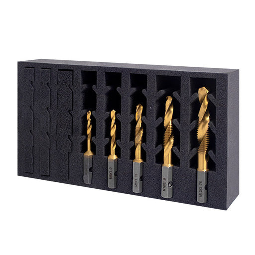 HMT VersaDrive Spiral Flute Combi Drill Tap InsertFoam Set, 1/4, 5/16, 3/8, 1/2" UNC - Hurstbourne Forge Welding Supplies
