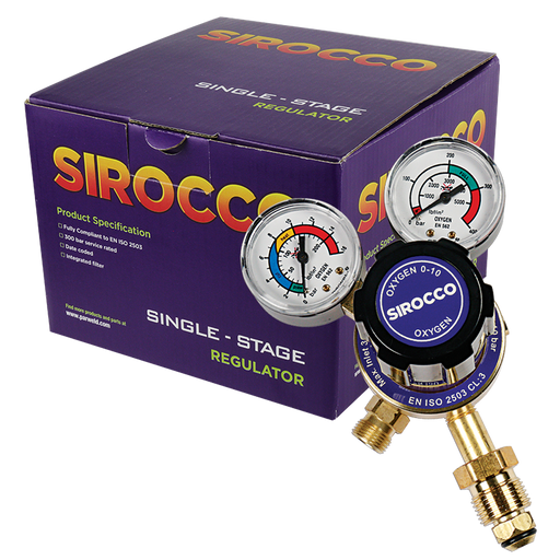 Oxygen Regulator Single Stage 2 Gauge 300 Bar - Hurstbourne Forge Welding Supplies