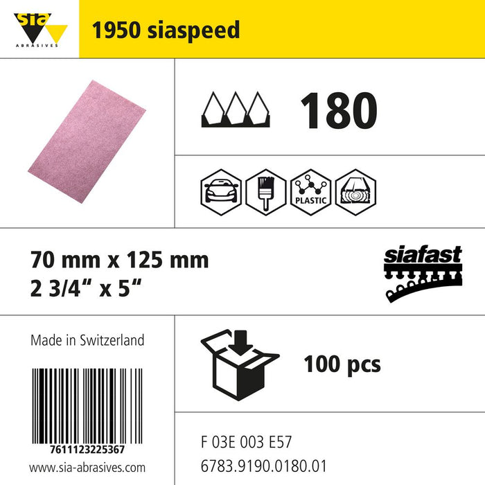 Product info — 1950 siaspeed 70x125mm P180 (Pack of 100)