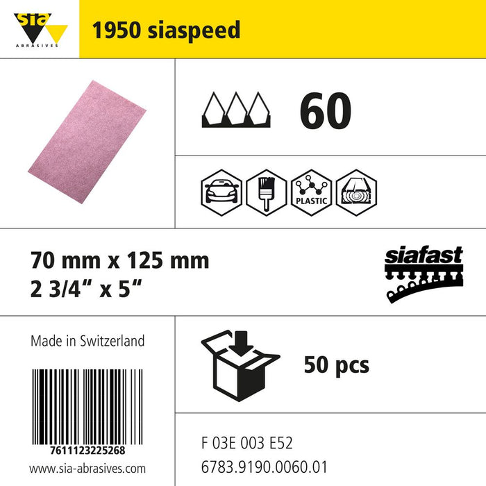 Product info — 1950 siaspeed 70x125mm P60 (Pack of 50)