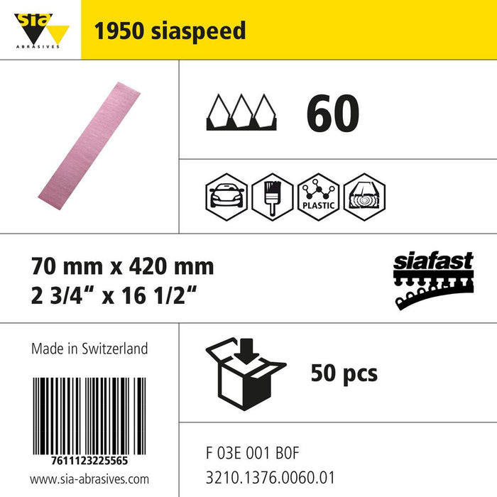 Product info — 1950 siaspeed 70x420mm P60 (Pack of 50)