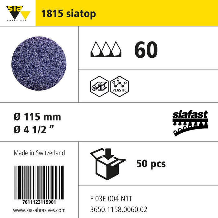 Product info — 1815 siatop Ø115mm P60 (Pack of 50)