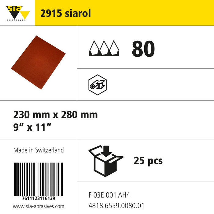 Product info — 2915 siarol 230x280mm P80 (Pack of 25)
