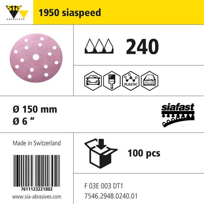 Product info — 1950 siaspeed Ø150mm P240 (Pack of 100)