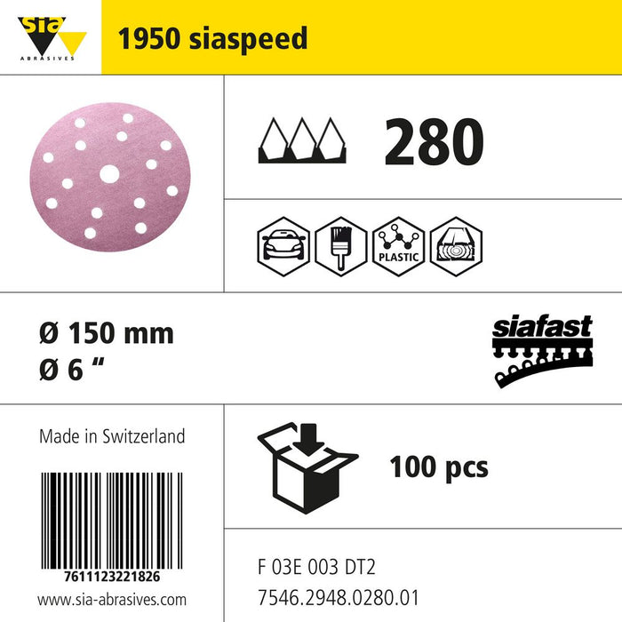 Product info — 1950 siaspeed Ø150mm P280 (Pack of 100)