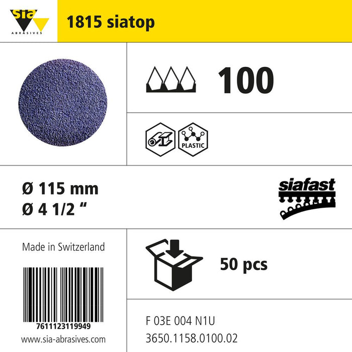 Product info — 1815 siatop Ø115mm P100 (Pack of 50)