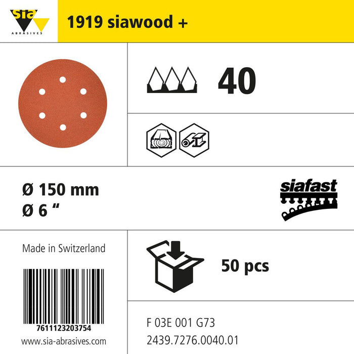 Product info — 1919 siawood+ Ø150mm P40 (Pack of 50)