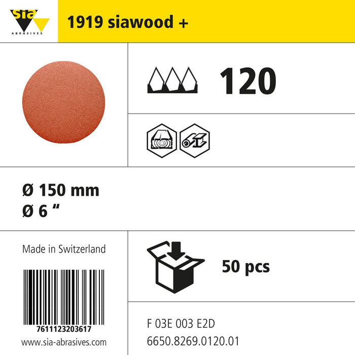 Product info — 1919 siawood+ Ø150mm P120 (Pack of 50)