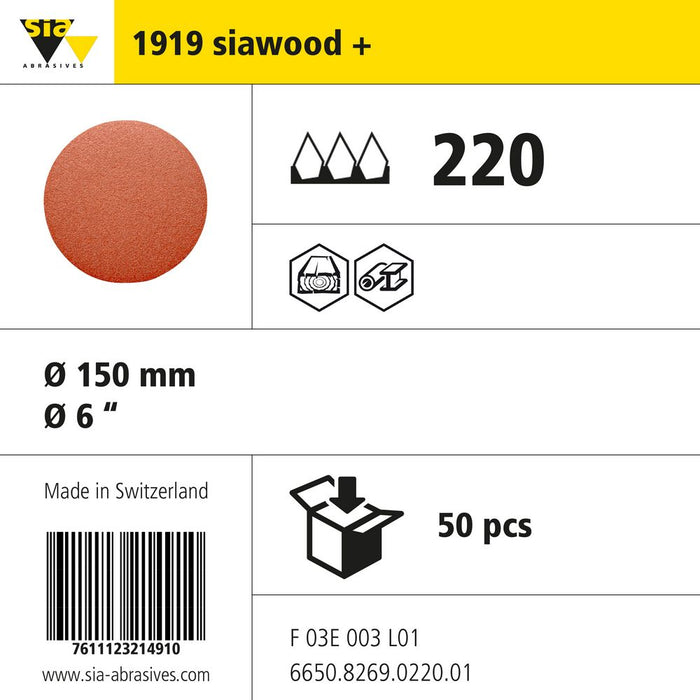 Product info — 1919 siawood+ Ø150mm P220 (Pack of 50)