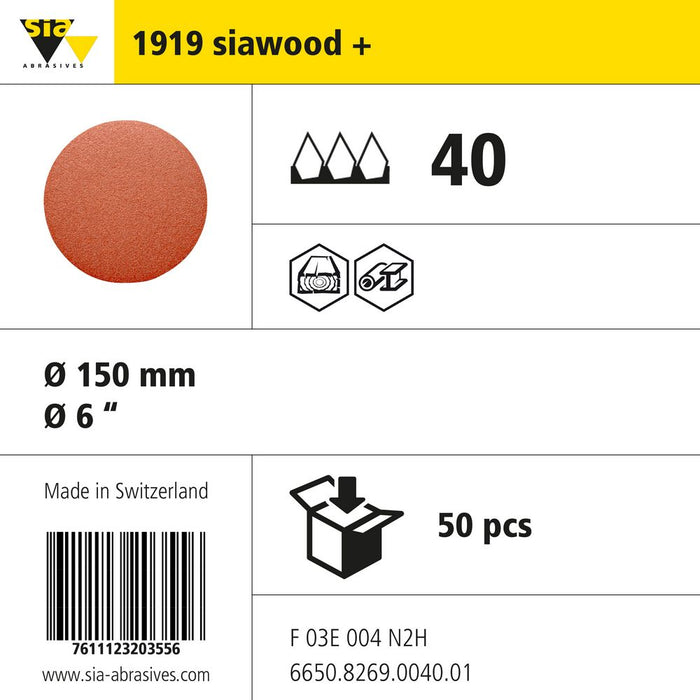 Product info — 1919 siawood+ Ø150mm P40 (Pack of 50)